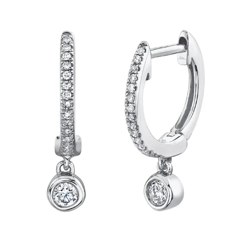 0.14 CT. BEZEL CHARM DIAMOND HUGGIE EARRINGS