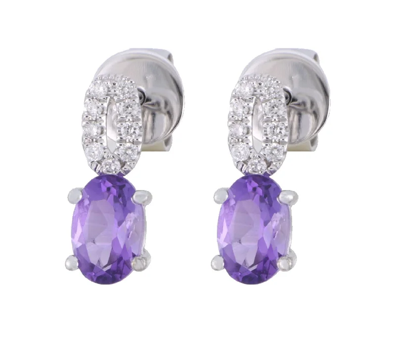 Amethyst Ladies Earrings (Amethyst 0.79 cts. White Diamond 0.09 cts.)