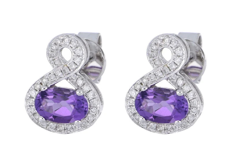 Amethyst Ladies Earrings (Amethyst 0.85 cts. White Diamond 0.17 cts.)