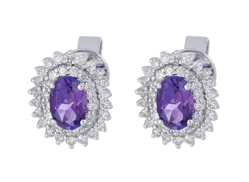 Amethyst Ladies Earrings (Amethyst 0.87 cts. White Diamond 0.47 cts.)