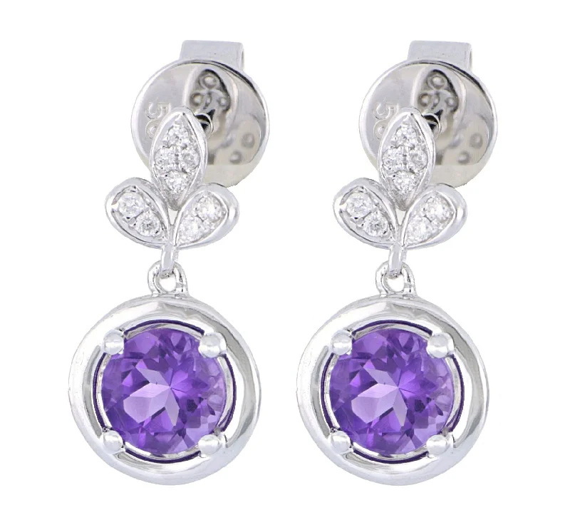 Amethyst Ladies Earrings (Amethyst 0.92 cts. White Diamond 0.06 cts.)