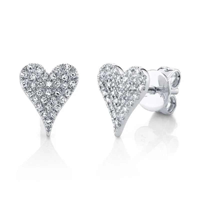 AMOR 0.14 CT. DIAMOND PAVE HEART STUD EARRINGS