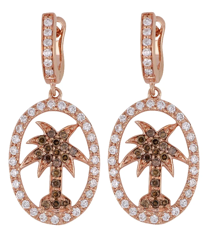 Brown Diamond Ladies Earrings (Brown Diamond 0.48 cts. White Diamond 0.83 cts.)