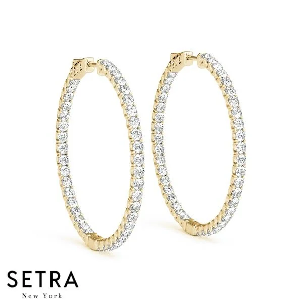 INSIDE-OUT DIAMONDS HOOP EARRINGS 35mm 14K GOLD