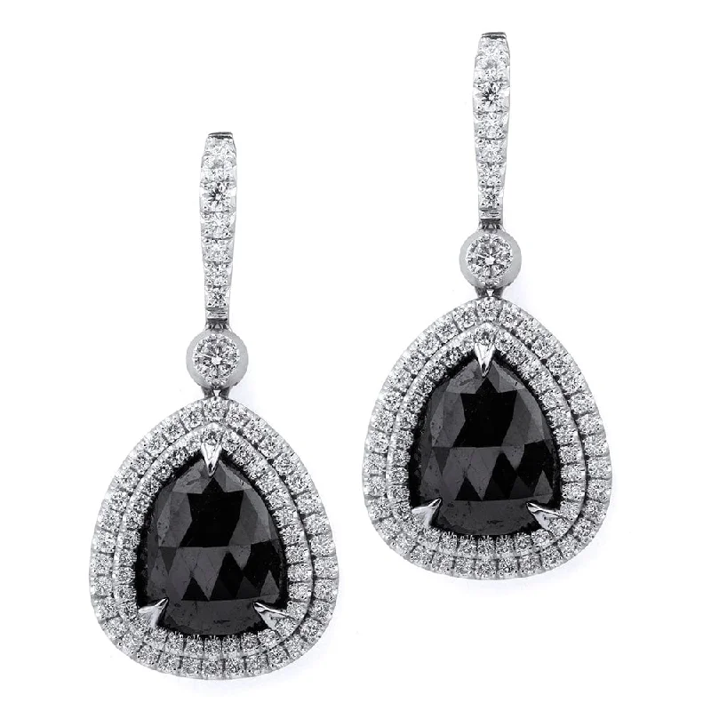 Large Pear Drop Black Diamond Earrings ER239