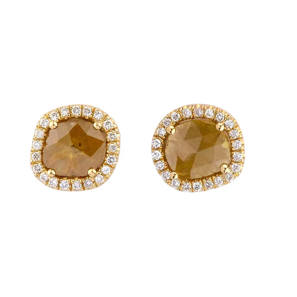 Sliced Round Yellow Diamond Earrings ER263