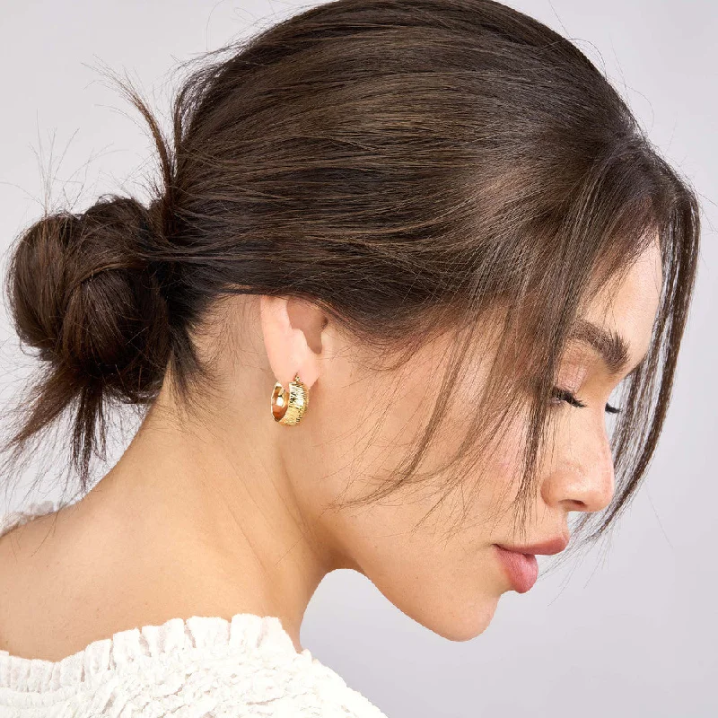 Wide Textured Round Hoop Earrings