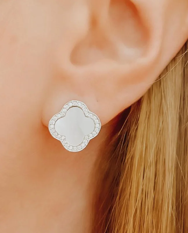 Mother of Pearl Clover Stud Earrings