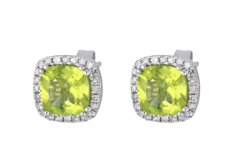 Peridot Ladies Earrings (Peridot 1.99 cts. White Diamond 0.19 cts.)