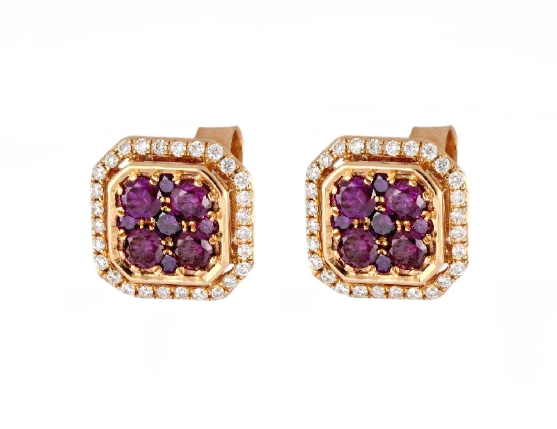 Purple Diamond Ladies Earrings (Purple Diamond 0.87 cts. White Diamond 0.22 cts.)