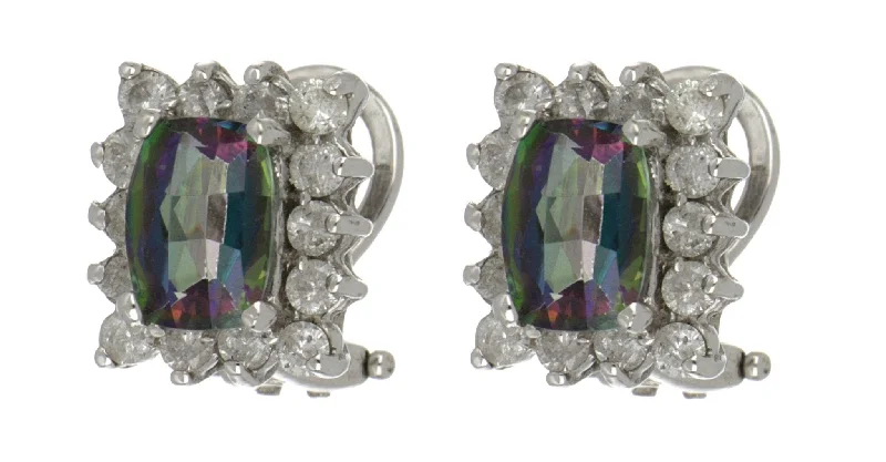 Rainbow Topaz Ladies Earrings (Rainbow Topaz 2.40 cts White Diamonds 0.80 cts)