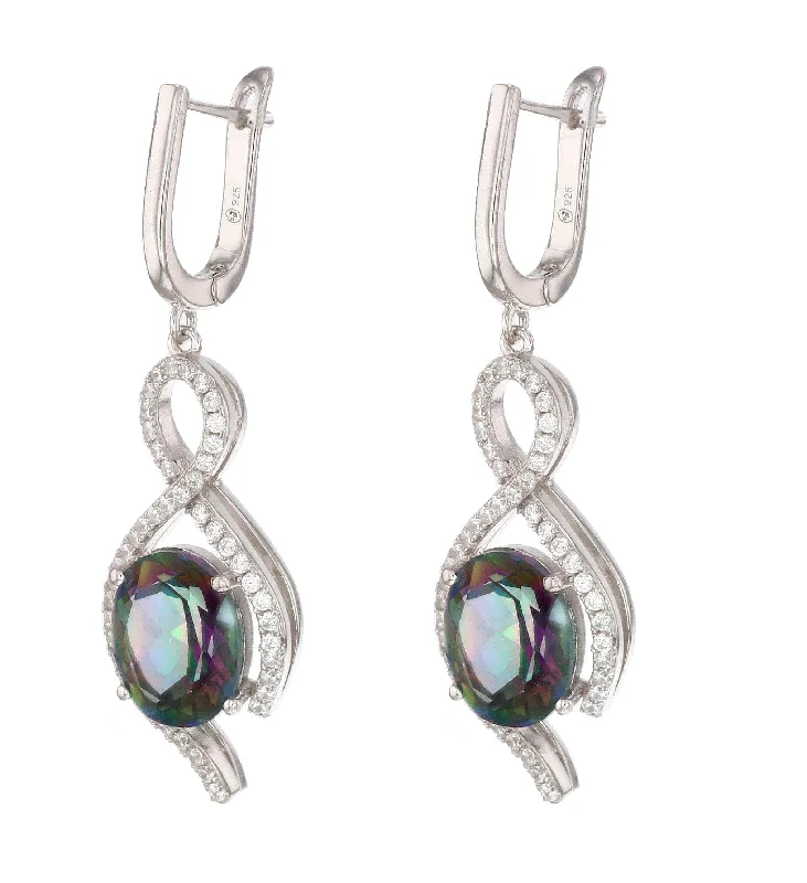 Rainbow Topaz Ladies Earrings (Rainbow Topaz 8.4 cts. Cubic Zirconia)