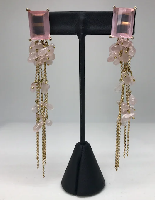 Rose Quartz  Dangle Earrings