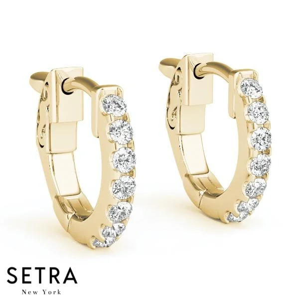 DIAMOND HOOP EARRINGS 14K YELLOW GOLD