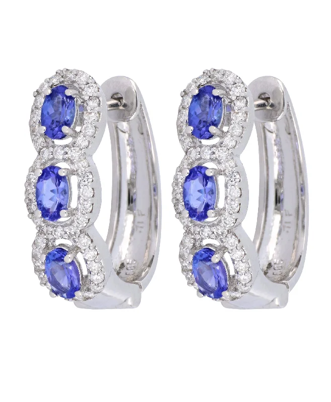 Tanzanite Ladies Earrings (Tanzanite 1.57 cts. White Diamond 0.71 cts.)