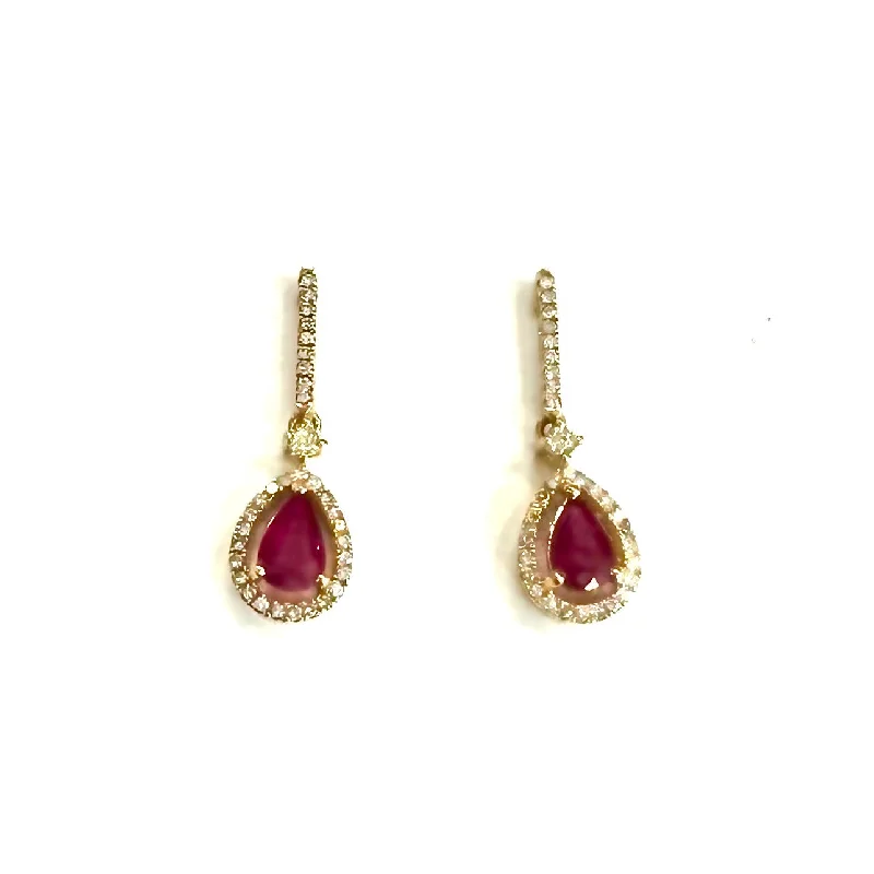 1.00CTW in Rubies & 0.20CTW in Diamond Earrings