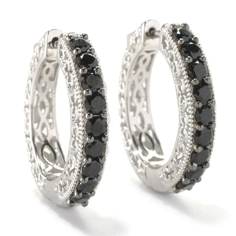 1" Nine-Stone Scrollwork Spinel Hoop Earrings