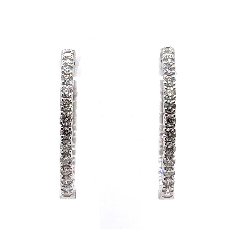 14 Karat White Gold Diamond Inside Out Hoops