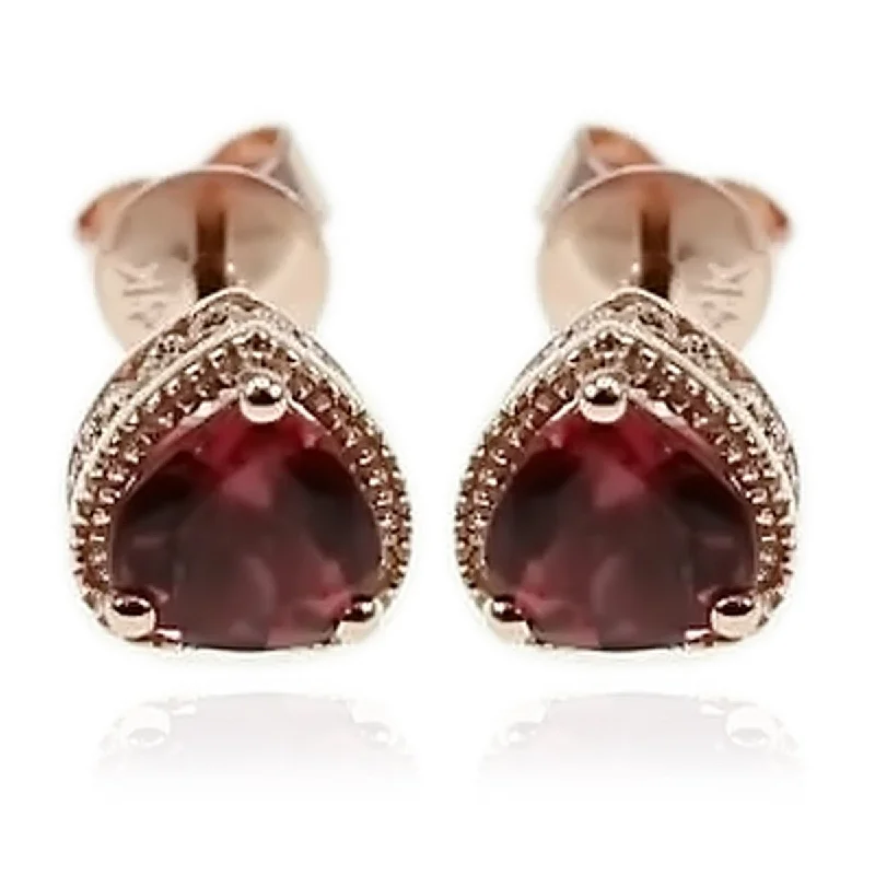 14KT Gold Pink Tourmaline Stud Earrings