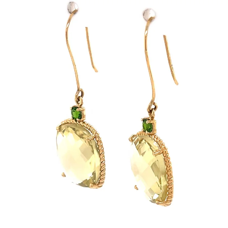 14Kt Yellow Gold Blue Apatite and Lemon Quartz Earrings