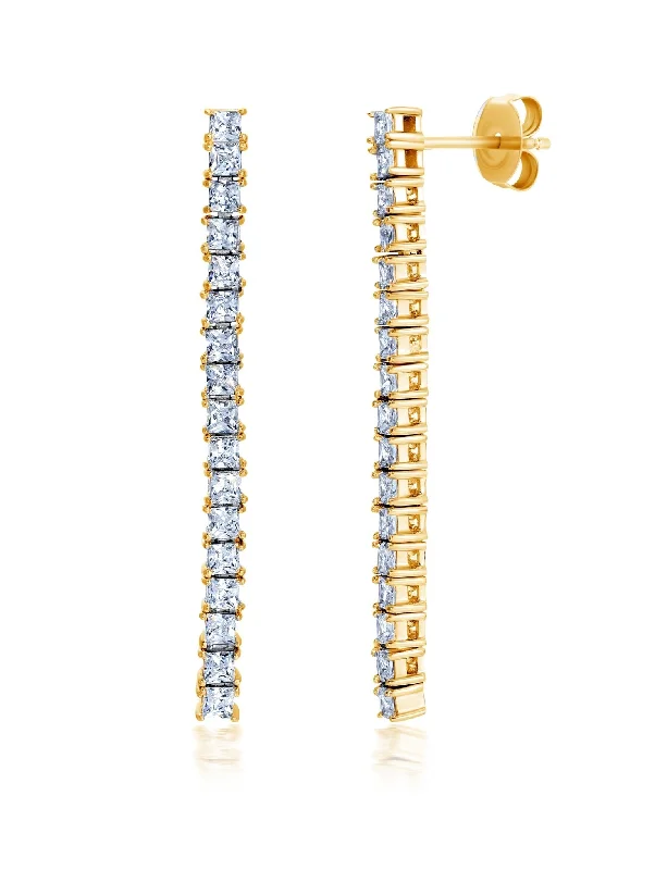 Linear Earring with 2mm Round Stones Sale