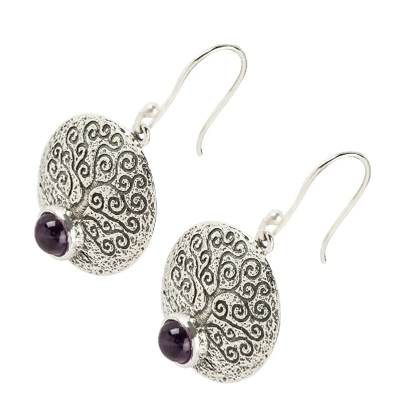 925 Sterling Silver African Amethyst Dangle Earrings