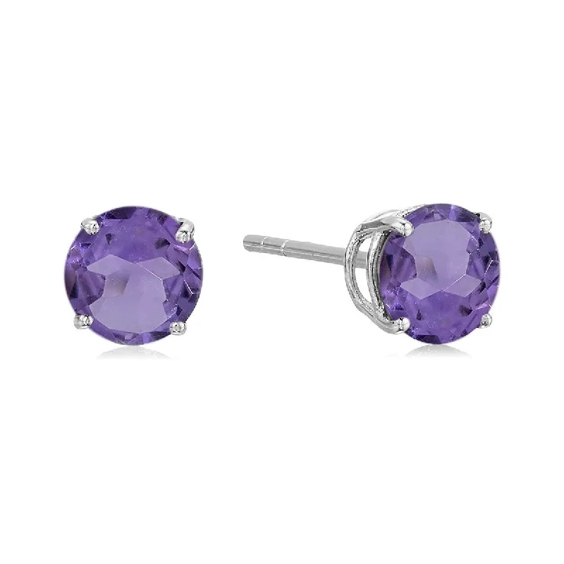 925 Sterling Silver African Amethyst Stud Earrings