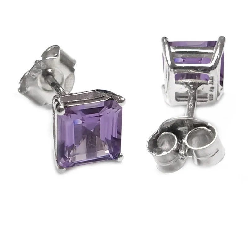 925 Sterling Silver Brazilian Amethyst Studs Earrings