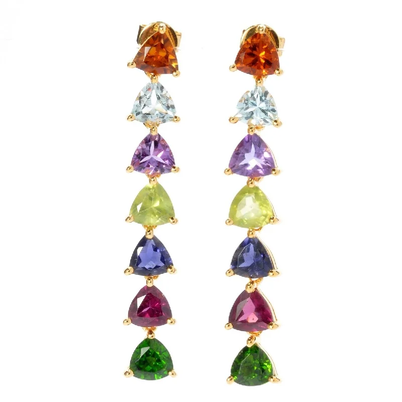 925 Sterling Silver Multi Gemstone Dangle Earrings