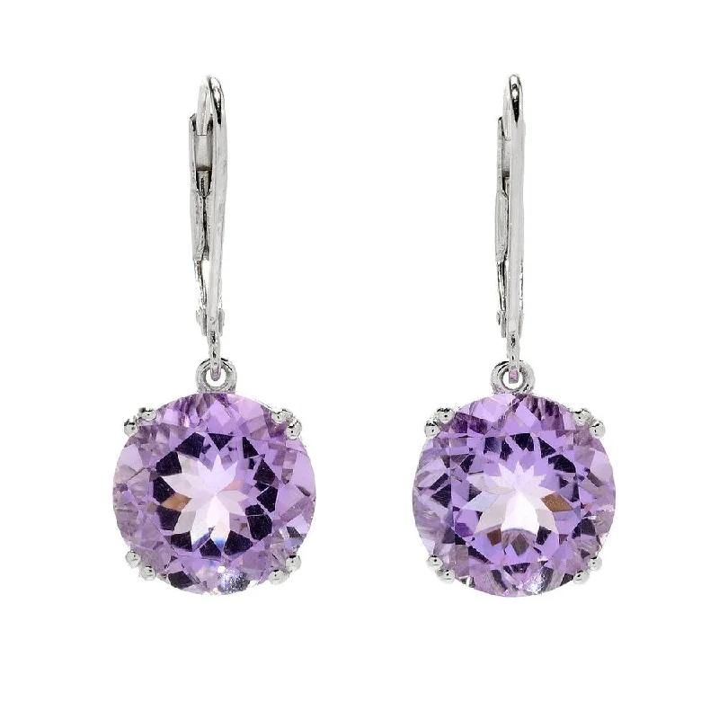 925 Sterling Silver Pink Amethyst Dangle Earrings