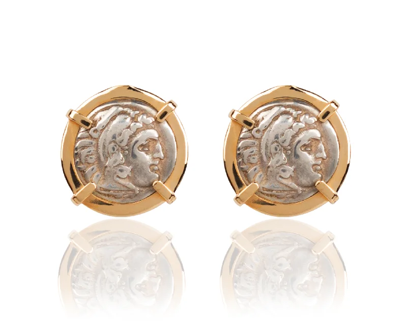 Alexander The Great Coin Post Earrings