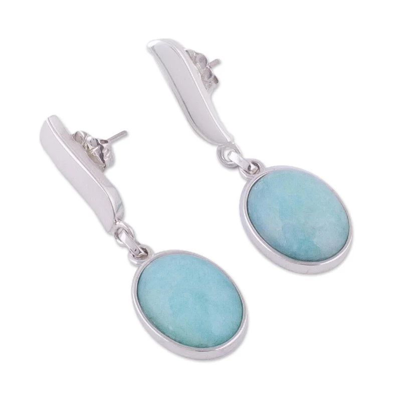 Amazonite Dangle Earrings, 'Celestial Flame' (Peru)