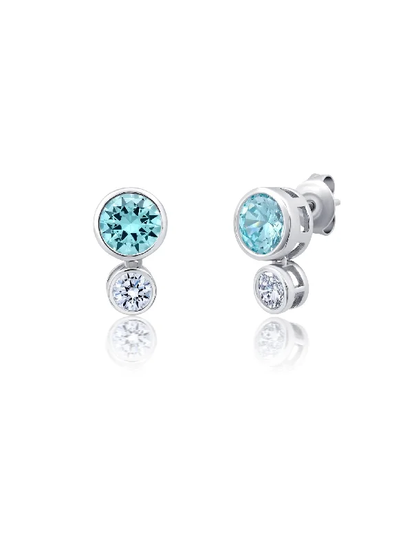 Aqua And Clear Bezel Earrings