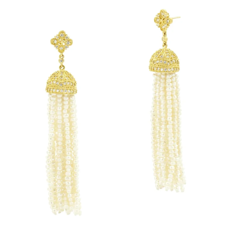 Audrey Waterfall Pearl Tassel Earring