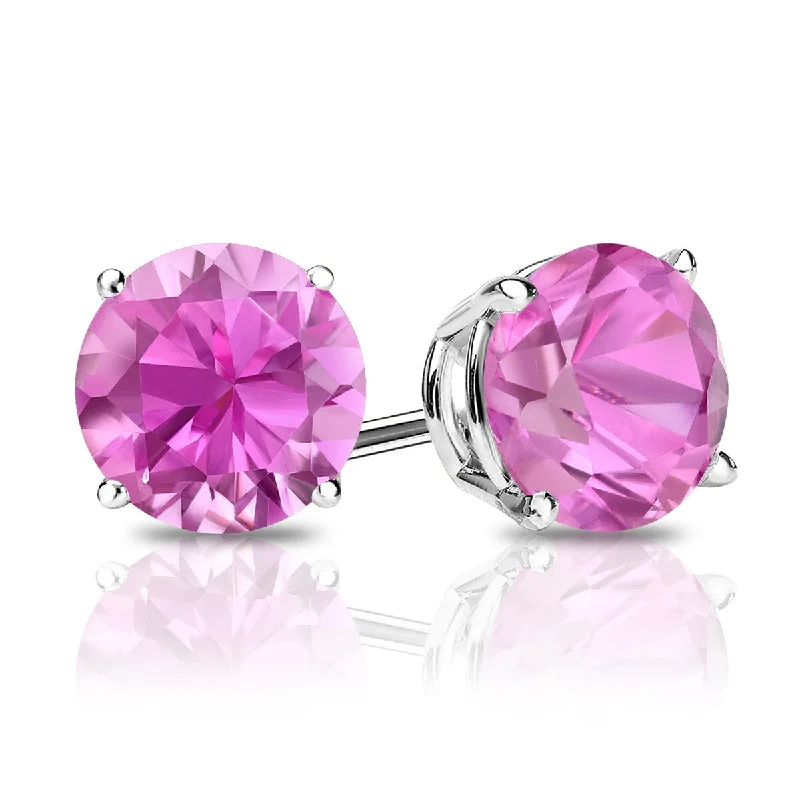 Auriya 14k Gold 1 1/2ctw Pink Sapphire Gemstone Stud Earrings