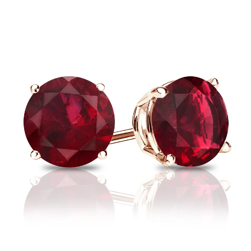 Auriya 14k Gold 1 1/2ctw Red Ruby Gemstone Stud Earrings