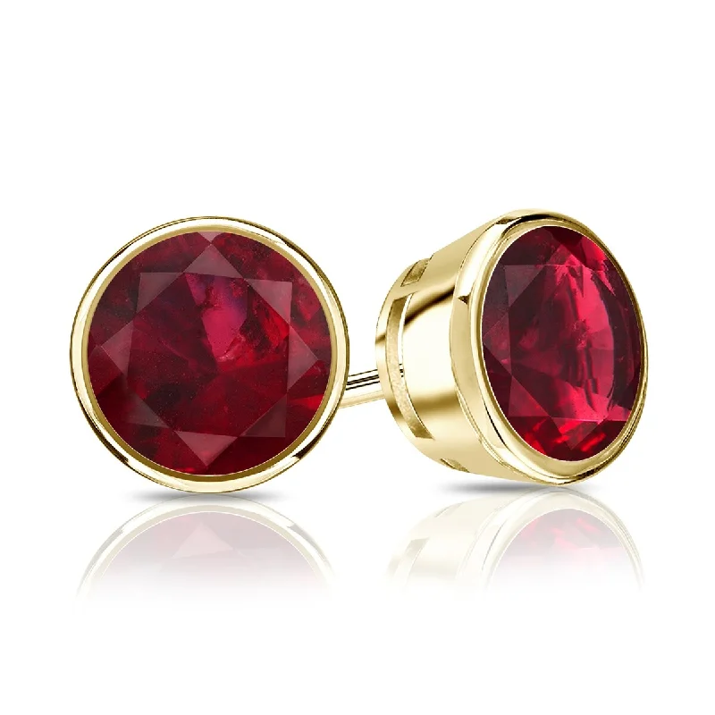 Auriya 14k Gold 1 1/4ctw Bezel-set Ruby Gemstone Stud Earrings