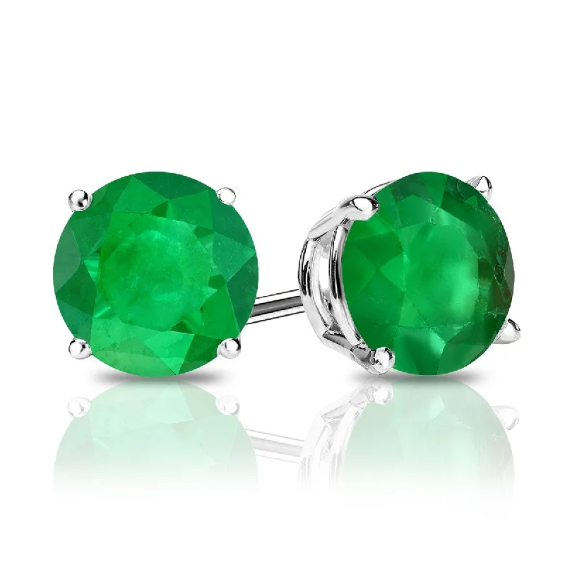 Auriya 14k Gold 1/2ctw Round Emerald Gemstone Stud Earrings