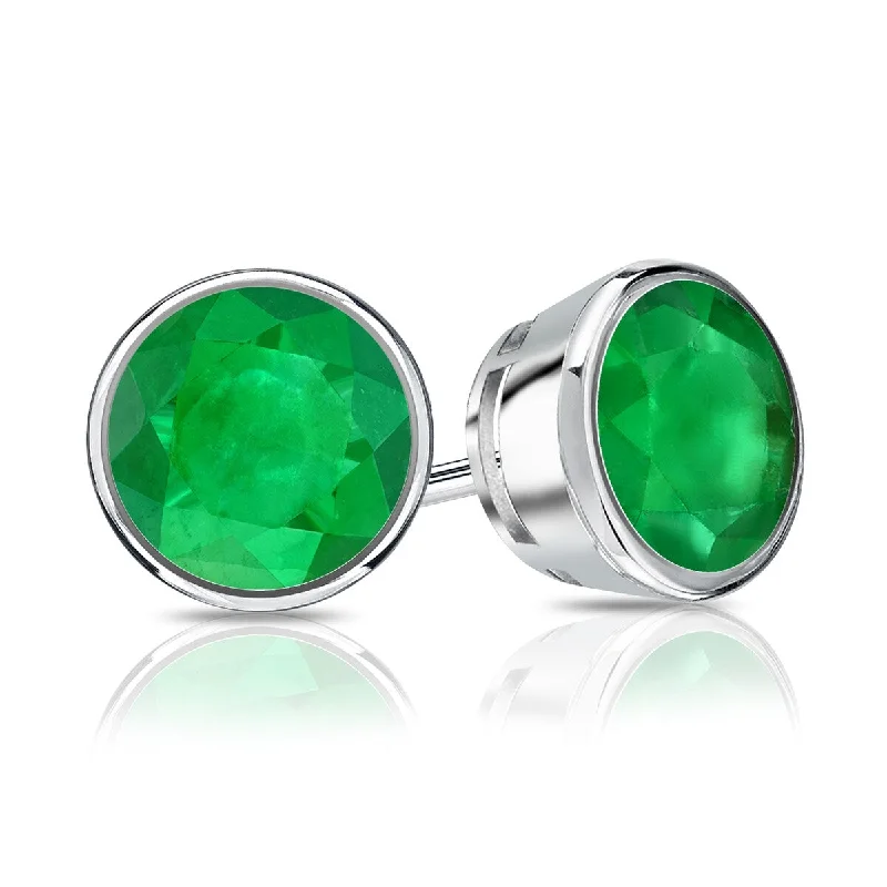 Auriya 14k Gold 1/4ctw Bezel-set Emerald Gemstone Stud Earrings