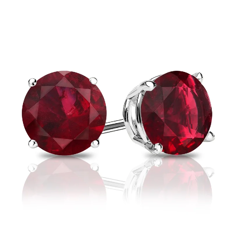 Auriya 14k Gold 1/4ctw Red Ruby Gemstone Stud Earrings