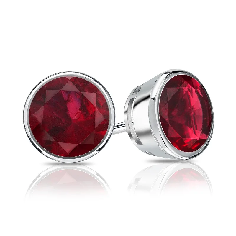 Auriya 14k Gold 1ctw Bezel-set Ruby Gemstone Stud Earrings