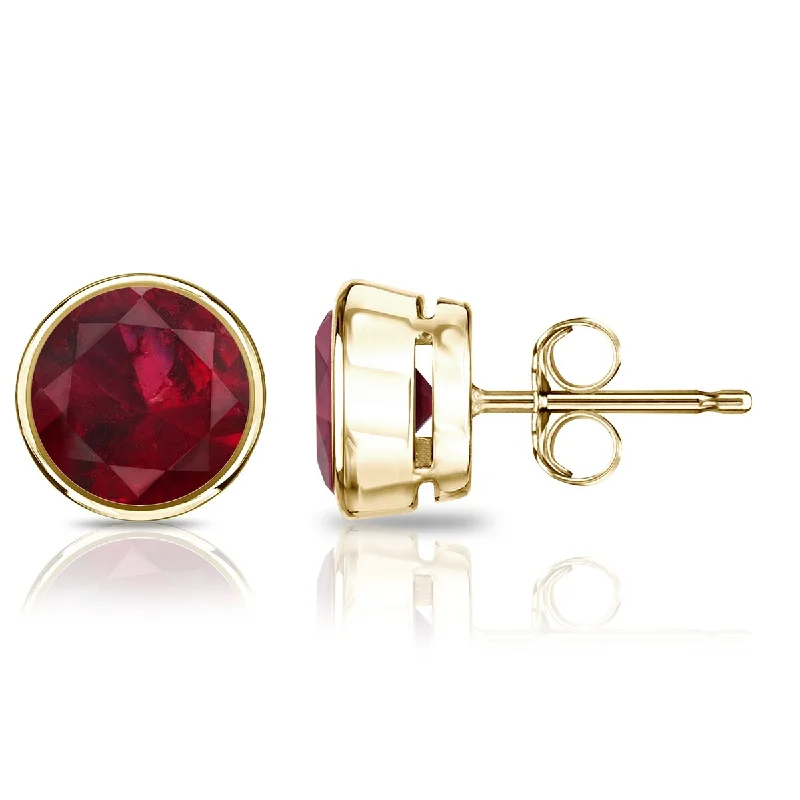 Auriya 14k Gold 3/5ctw Bezel-set Ruby Gemstone Stud Earrings