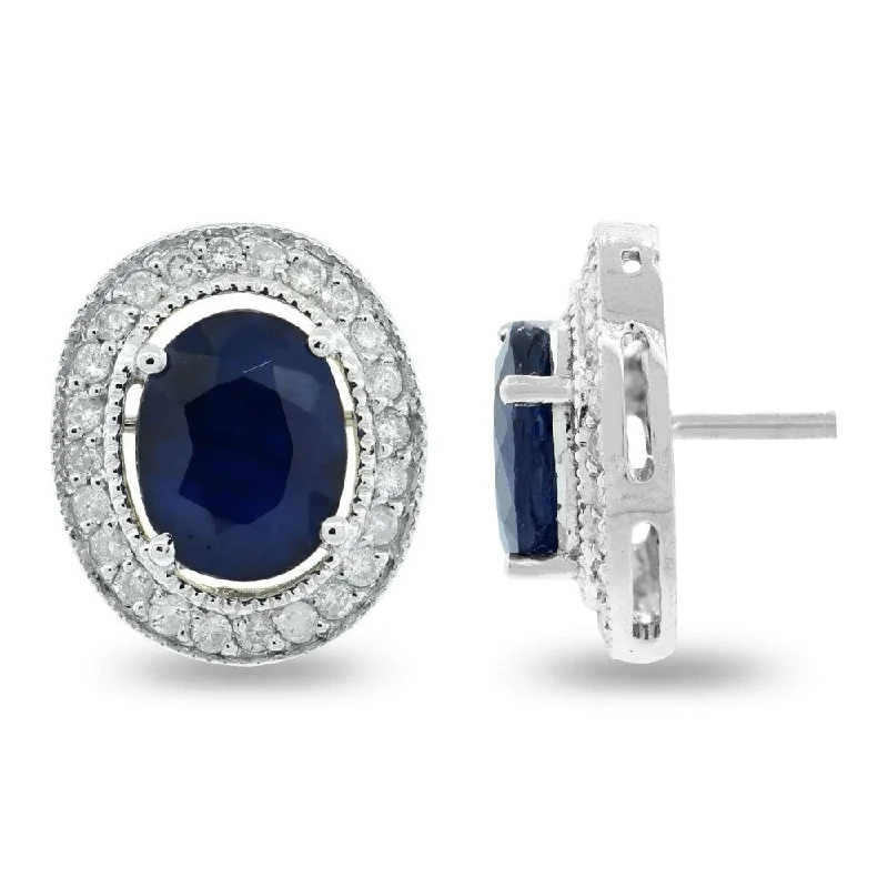 Auriya 14k Gold 4 1/5ct Blue Sapphire and 1/2ct TDW Diamond Earrings