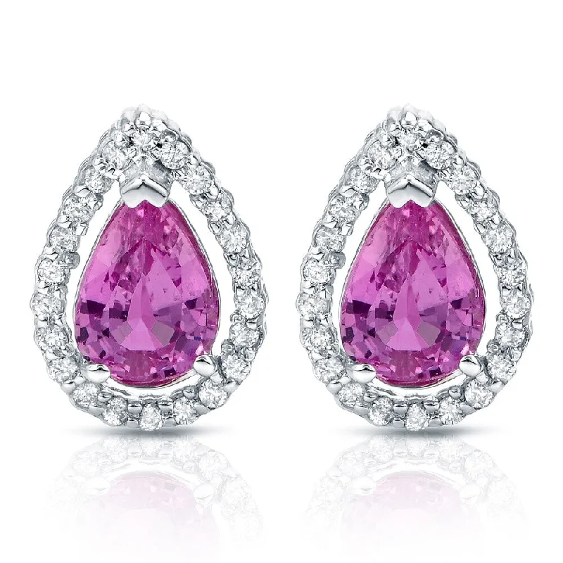 Auriya 14k White Gold Pink Sapphire and 1/4ct TDW Diamond Earrings (H-I, SI1-SI2)