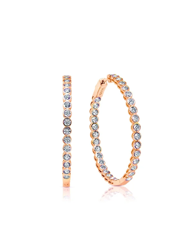 Bezel Inside Out Hoops Finished in 18kt Rose Gold