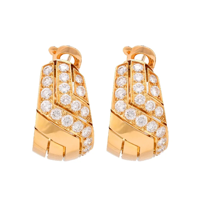 Cartier French 3 carat diamond 18k yellow gold clip on earrings