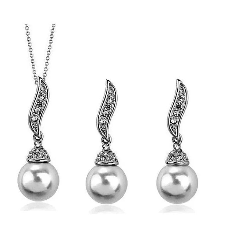 Pearl Drop Necklace and Earring Set-Pearl Necklace and Earring Set