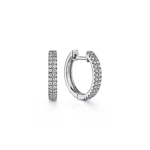 Classic 10mm Double Row Diamond Huggie Hoop Earrings, 0.30 cttw