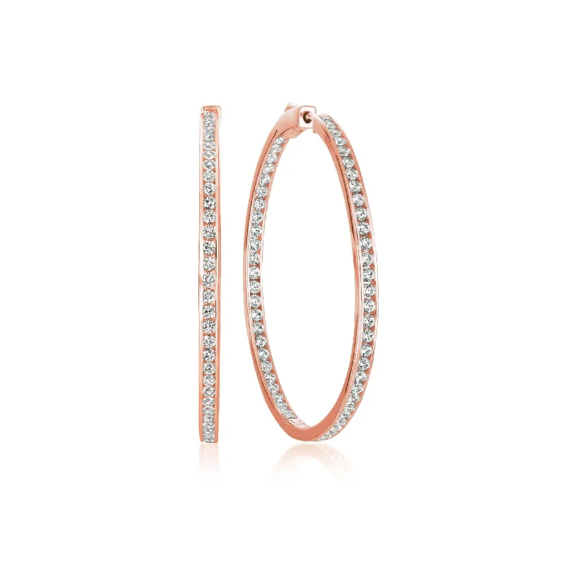 Classic Inside Out Hoop Earrings Finished in 18kt Rose Gold - 1.3" diameter