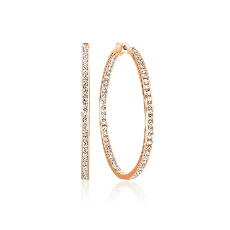 Classic Inside Out Hoop Earrings Finished in 18kt Rose Gold - 1.5" diameter